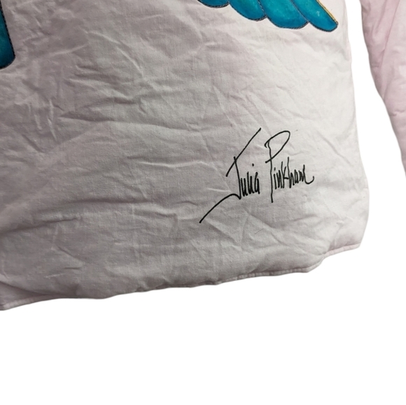 VTG Julia Pinkham Hummingbird Flower Hand Painted Open Front Canvas Jacket - Picture 5 of 5